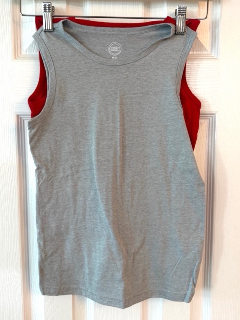 Wonder Nation Boys Size 8 Tank Tops 2 Pack Gray Red Sleeveless